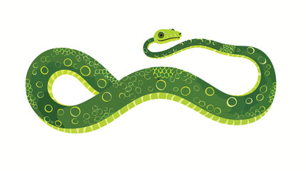 Cartoon green snake on white background flat vector isolated