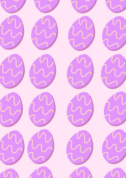 Seamless pattern of purple Easter eggs against pink background