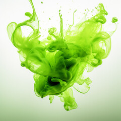 big Splash of soft light green liquid on a light green to white gradient background