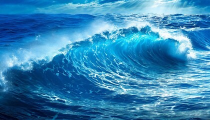 Vibrant clear blue ocean waves