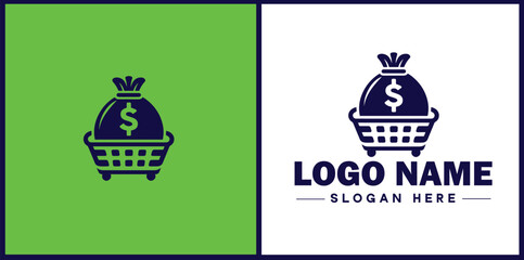 money bag logo icon vector for business brand app icon dollar Sack cash bank  financial logo template