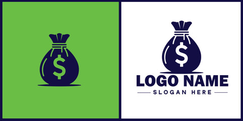 money bag logo icon vector for business brand app icon dollar Sack cash bank  financial logo template