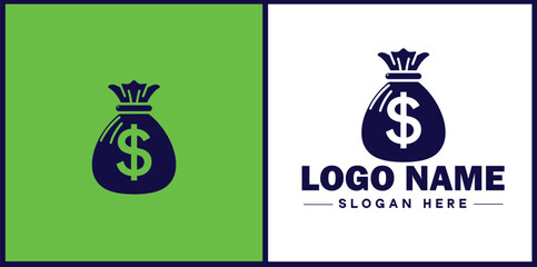 money bag logo icon vector for business brand app icon dollar Sack cash bank  financial logo template
