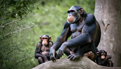 a dominant alpha male chimpanzee keeping a watchfu upscaled 33 - obrazy, fototapety, plakaty