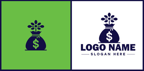 money bag logo icon vector for business brand app icon dollar Sack cash bank  financial logo template