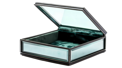 A small glass box with a green lid, capturing whimsical wonder in a miniature world