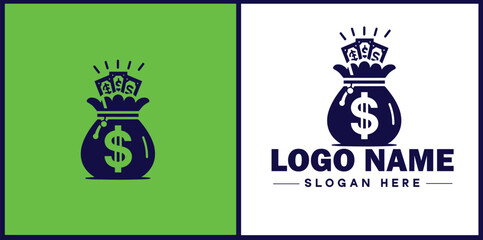 money bag logo icon vector for business brand app icon dollar Sack cash bank  financial logo template