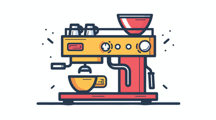 Coffee machine color line icon flat vector isolated on