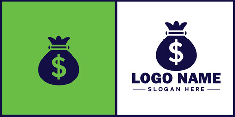 money bag logo icon vector for business brand app icon dollar Sack cash bank  financial logo template