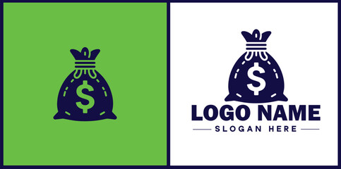 money bag logo icon vector for business brand app icon dollar Sack cash bank  financial logo template