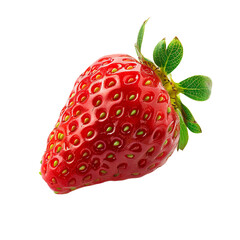 One strawberry on transparent background. Fresh fruit elements.