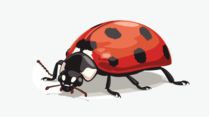 Cute ladybug cartoon flat vector isolated on white background