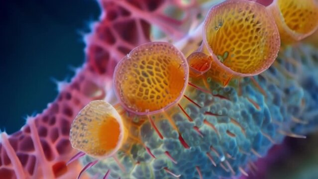 Magnified view of a flys labrum showing its multiple segmented sections that aid in food manipulation and ingestion. . AI generation.