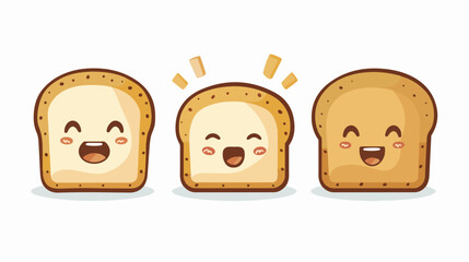 delicious slices bread kawaii character flat vector isolated