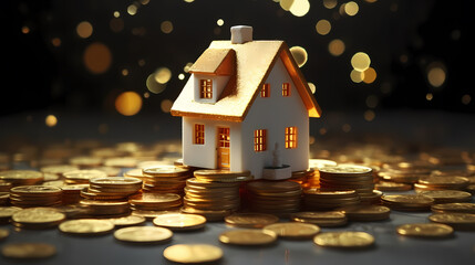 Mini house on gold coins