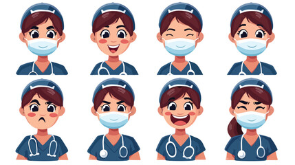 Emoticon in nurse unifrom vector on white background