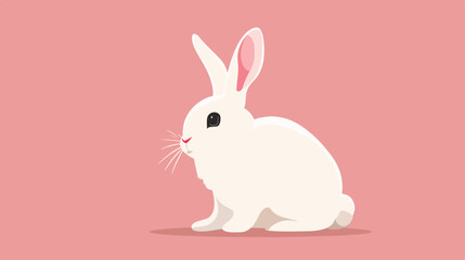 fat rabbit in pink background flat vector isolated on