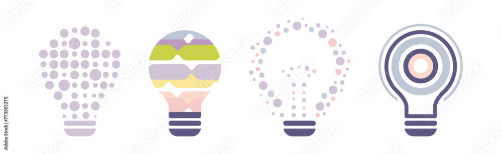 Poster lightbulb as knowledge and smart solution icon vector set