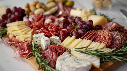 Charcuterie Boards Cinematic shots of artisanal charcuterie boards delivered for elegant entertaining at home  AI generated illustration