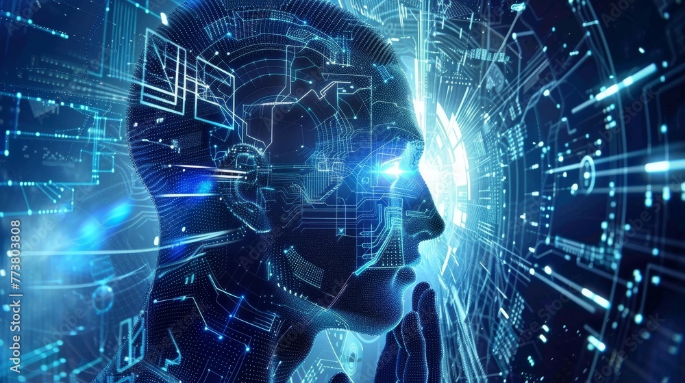 Aufkleber contemplating the concept of consciousness in relation to advanced ai systems ai generated illustrat