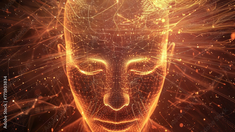 Poster contemplating the concept of consciousness in relation to advanced ai systems raw ai generated illus