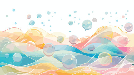 Fototapeta na wymiar Glossy background with bubbles and waves flat vector isolated