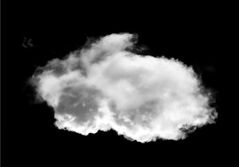 White fluffy cloud over solid background, single cumulus cloud