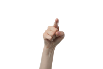 PNG,female hand showing index finger, isolated on white background