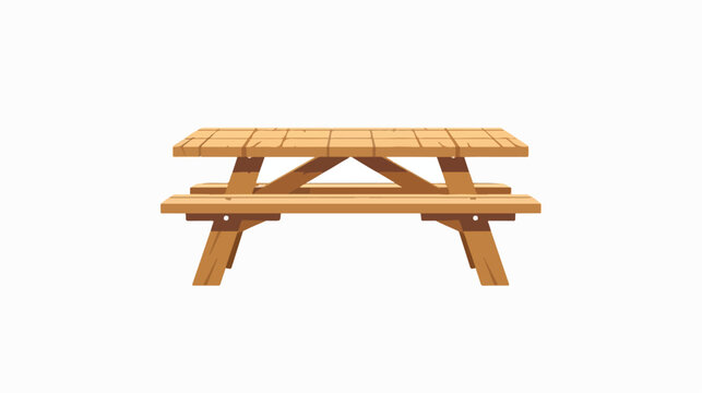 iilustration of Wooden Picnic Table isolated 