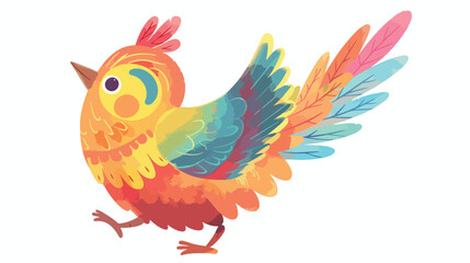 Illustration of funny colorful bird flat vector isolated