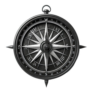 Navigation compass object isolated on transparent background.