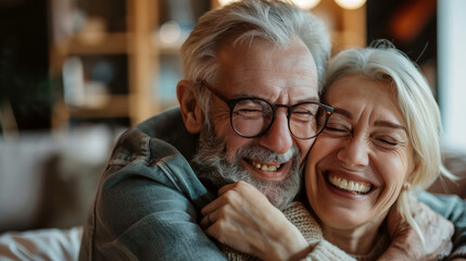 couple senior family smile and happy activity together, cuddling, warm hugs, senior or adult love, married couple, warm family. Husband and wife in love so fun in important days, celebrating.