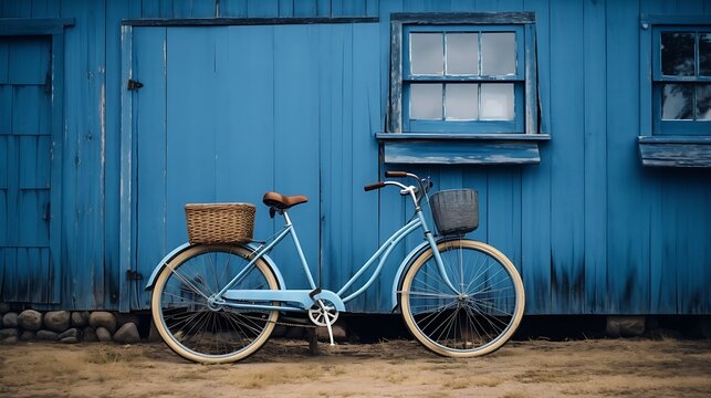 old bicycle leaning against a wall