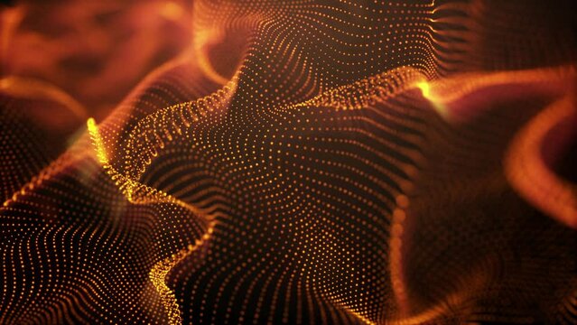 Nanotechnology research fractal wireframe effect video. 3D video seamless loop animation abstract depth of field background.