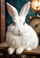 Obraz premium Funny rabbit and flowers 