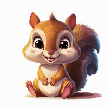 The image displays a jovial cartoon figure of a squirrel flashing a broad smile.