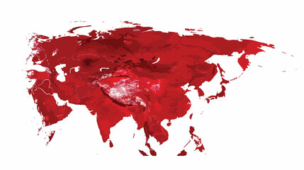 Mongolia in red with visible country borders from spac