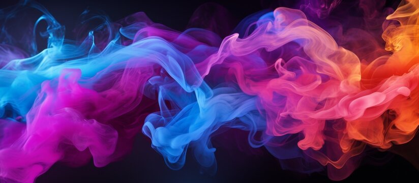 A mesmerizing close-up image of a vivid and swirling smoke pattern against a black backdrop