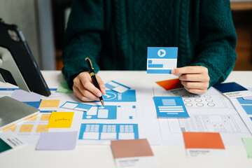 UX graphic designer planning application process development prototype wireframe for web smart...