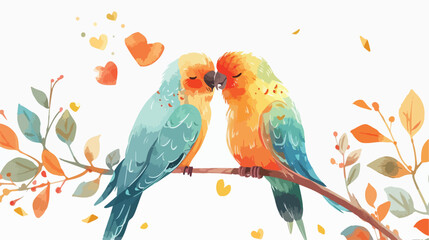 Cute love bird vector illustration wallpaper Flat vector