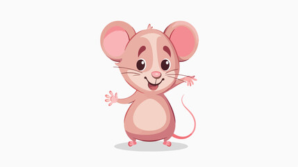 Cute mouse cartoon waving hand Flat vector