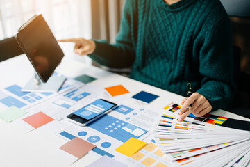 UX graphic designer planning application process development prototype wireframe for web smart...