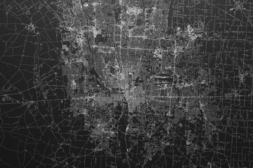 Street map of Columbus (Ohio, USA) on black paper with light coming from top