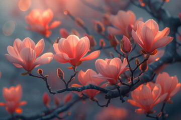 A cluster of jungle magnolias whose scent produces vivid dreamscapes for those who inhale it deeply. - obrazy, fototapety, plakaty