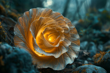 A spiraling aroid bloom acting as a natural amplifier, magnifying the whispers of the forest into a