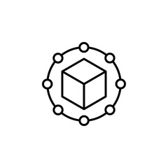 Supply chain icon in black color in simple outline style for website, app