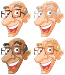 Tuinposter Four cartoon faces showing different expressions. © GraphicsRF