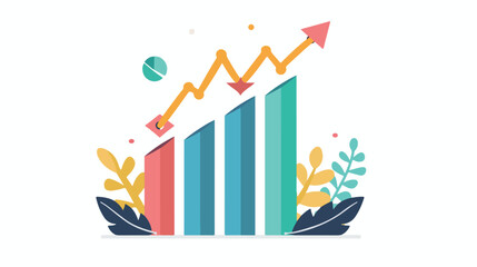 Profit statistics icon Earning growth chart icon  flat