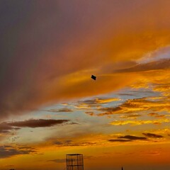 Sunset in a city on a cloudy afternoon