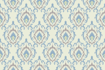 Geometric ethnic ikat seamless pattern traditional design for background, carpet, wallpaper, clothing, wrapping, fabric, vector illustration, embroidery style